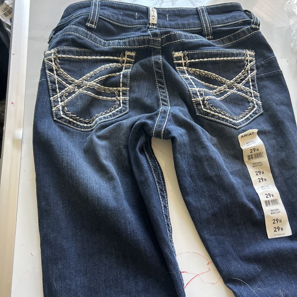 Ariat R.E.A.L. Mid Rise Stretch Entwined Boot Cut Denim Jean Marine NWOT 29R - Picture 11 of 16